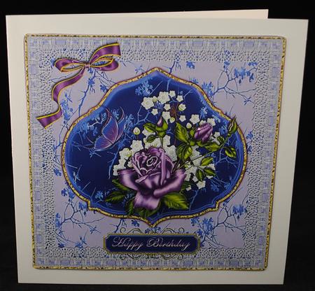 Lilac Rose with Lace Frame Large Card Front by Yvonne Middleton
