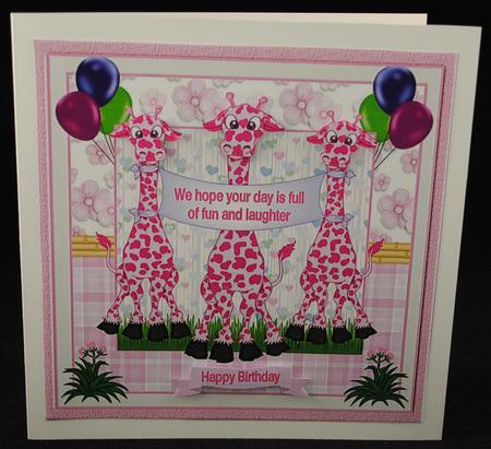Pink Giraffe Decoupage Topper by Yvonne Middleton