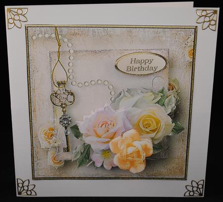 Pastel Posy Shabby Chic Card Front by Yvonne Middleton