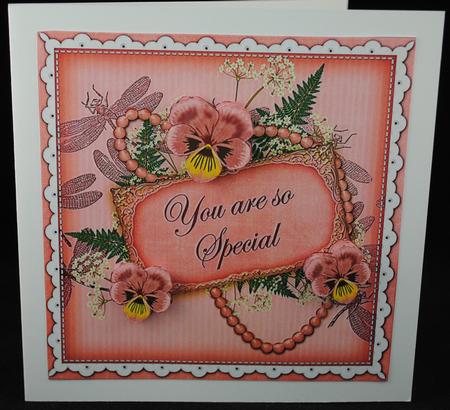 Pink Pansy So Special 8in Vintage Decoupage Topper by Yvonne Middleton