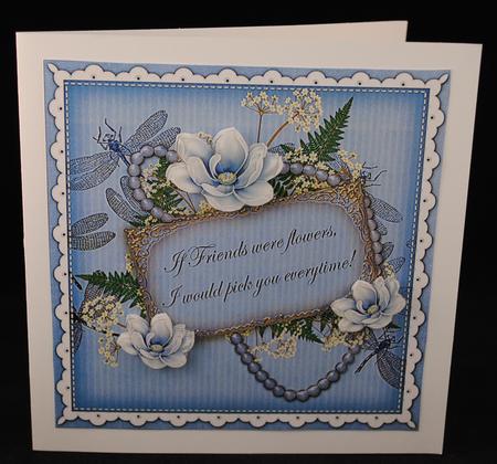 Pblue Magnolia If Friends -  8in Vintage Decoupage Topper by Yvonne Middleton