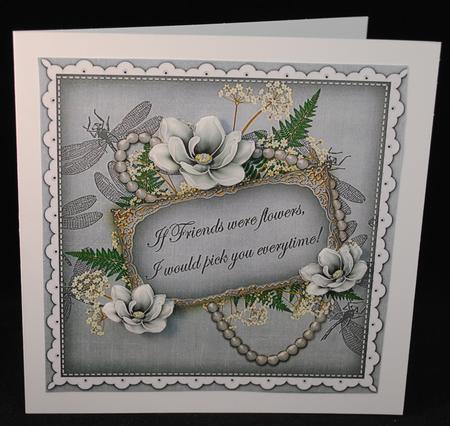 Silver Magnolia If Friends -  8in Vintage Decoupage Topper by Yvonne Middleton