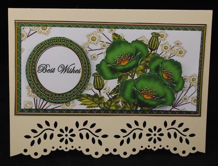 Olive Poppy Best Wishes Dl Decoupage Topper by Yvonne Middleton