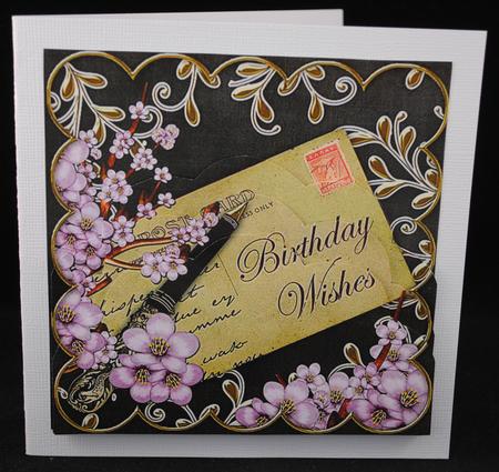 Lilac Blossom Blk Birthday Wishes 5in Scallop Bottom Stacker by Yvonne Middleton