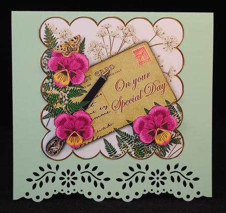 Cerise Pansy Special Day 6in Scallop Step by Step by Yvonne Middleton