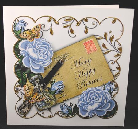 Pblue Roses Many Happy Returns Ink Saver 8in Step by Step by Yvonne Middleton
