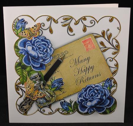 Blue Roses Many Happy Returns Ink Saver 8in Step by Step by Yvonne Middleton