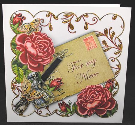 Dpink Roses for My Niece Ink Saver 8in Decoupage Topper by Yvonne Middleton