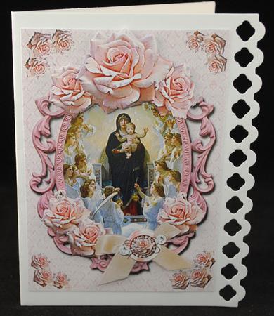 Religious Virgin Mary, Jesus and Angels Decoupage Card Front by Yvonne Middleton