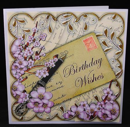 Lilac Blossom Cream Birthday Wishes 6in Duo Corner Stacker by Yvonne Middleton