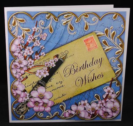 Lilac Blossom Teal Birthday 5in Scallop Bottom Stacker by Yvonne Middleton