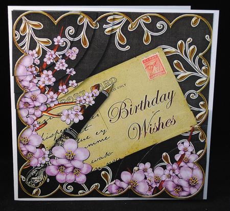 Lilac Blossom Black Birthday Wishes 6in Duo Corner Stacker by Yvonne Middleton