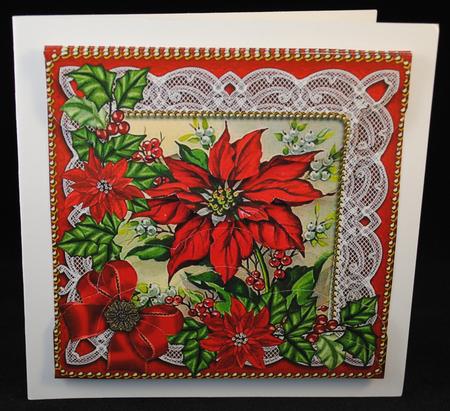 All Red Poinsettia 5in Top and Bottom Scallop Stacker by Yvonne Middleton