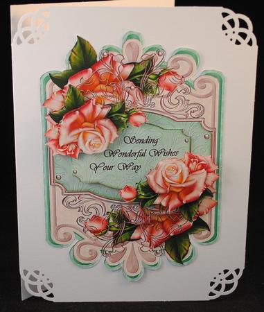 Simply Beautiful - Shaped Topper - Pink Roses by Yvonne Middleton