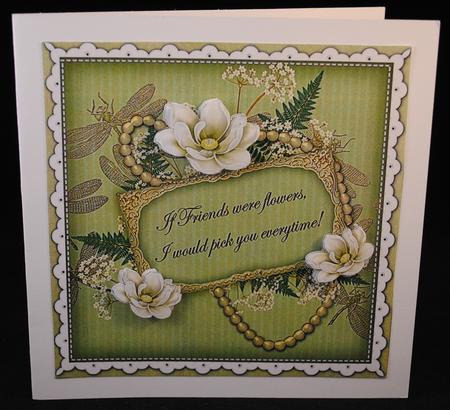 Olive Magnolia If Friends -  8in Vintage Decoupage Topper by Yvonne Middleton