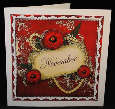 Red Giant Poppy November 8in Vintage Decoupage Topper by Yvonne Middleton