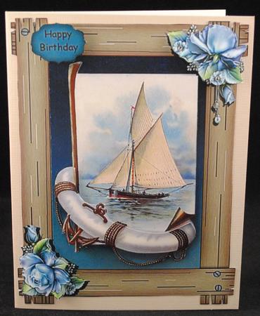 Sailboat in a Wood Frame Qs by Yvonne Middleton