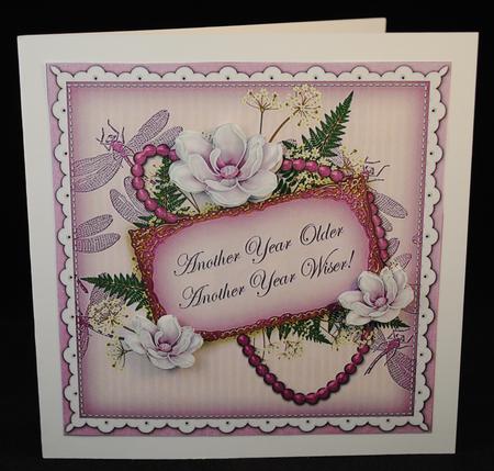 Lilac Magnolia Another Year 8in Vintage Decoupage Topper by Yvonne Middleton