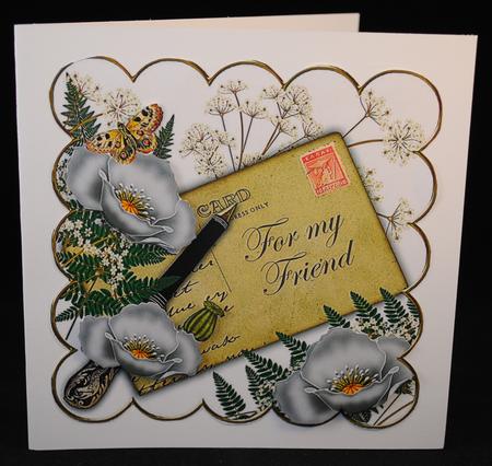 Silver Poppy for My Friend Ink Saver 8in Scallop Topper by Yvonne Middleton