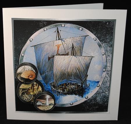 Vintage Sailing Ship Card with Decoupage by Yvonne Middleton