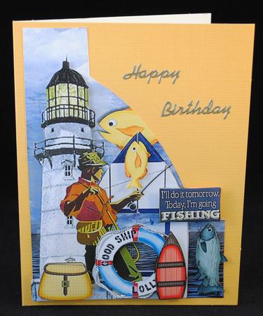 Shaped Card Male Card Gone Fishing by Yvonne Middleton