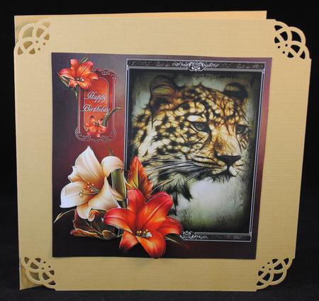 Cheetah Portrait with Lilly Decoupage by Yvonne Middleton