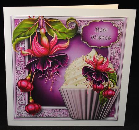 Fabulous Fuschias Cupcake 8x8 Quick Topper by Yvonne Middleton