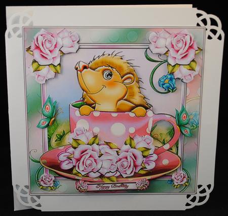 Cute Hedgehog with Soft Roses by Yvonne Middleton