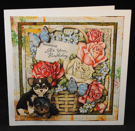 Vintage Flowerbasket and Puppys Topper by Yvonne Middleton