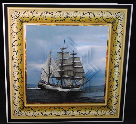 Tall Ship Card with Shaped Layers by Yvonne Middleton