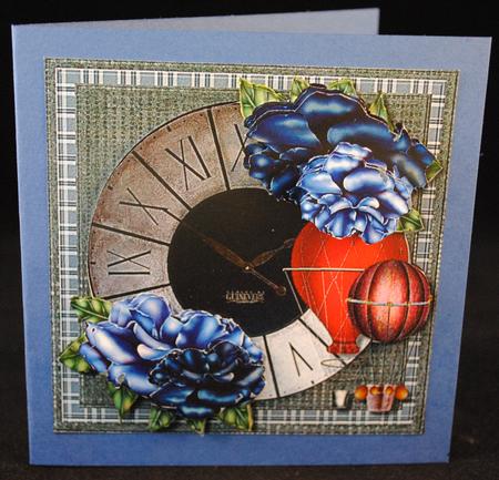 Male Card Vintage Clock & Roses2 by Yvonne Middleton