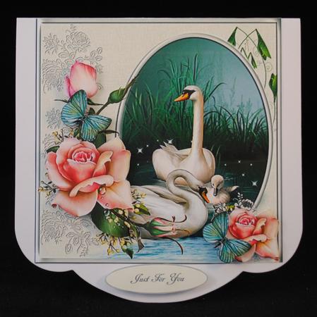 Swan Sweet Hearts with Rose Decoupage by Yvonne Middleton