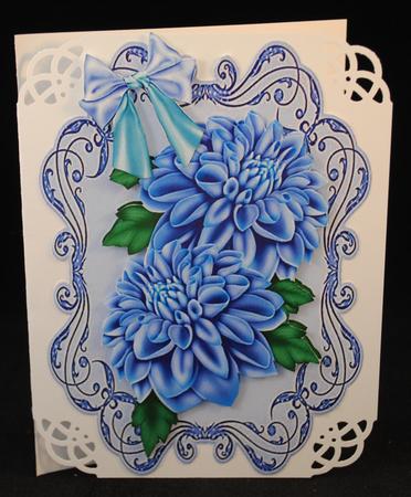 Chrysanthemums on a Ornate Frame with Butterflies & Bow by Yvonne Middleton