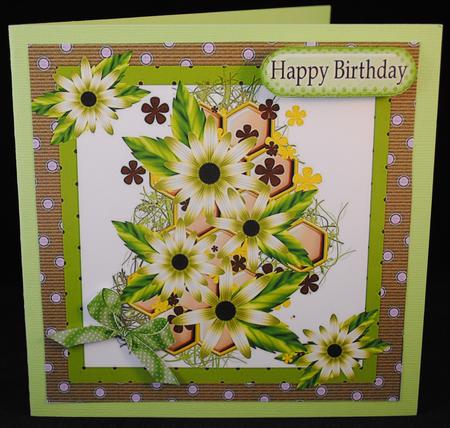 Pretty Floral Arrangement with Cream Flowers and Bow 8x8 by Yvonne Middleton