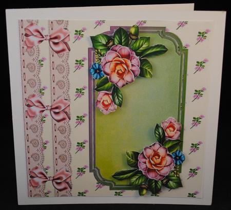 Pretty Flower and Bows on Lace and Ornate Frame 8x8 by Yvonne Middleton