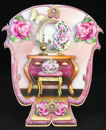 Beautiful Dressing Table with Roses Card by Yvonne Middleton