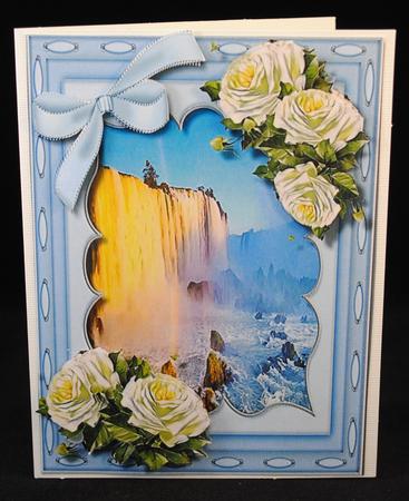 Stunning Waterfall and White Roses by Yvonne Middleton