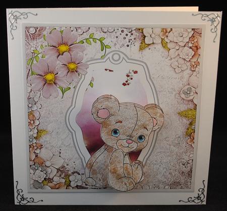 Baby Bear Card with Decoupage and Sentiment Tags by Yvonne Middleton