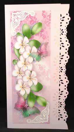 Cascading Pink Flowers with Butterflies Tall Dl by Yvonne Middleton