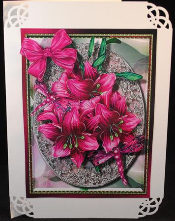 Lovely Deep Pink Lilly's Abd Dragonfly  by Yvonne Middleton