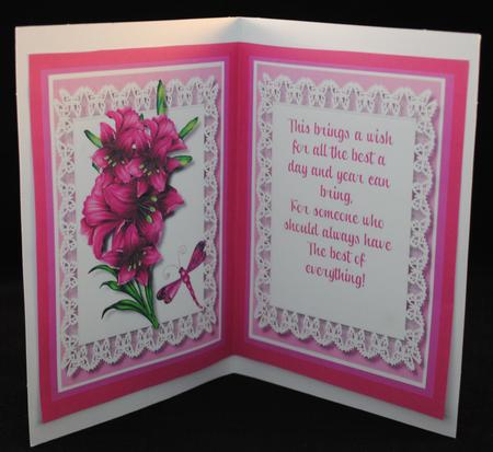 Incert with Verse and Deep Pink Lilly's  by Yvonne Middleton