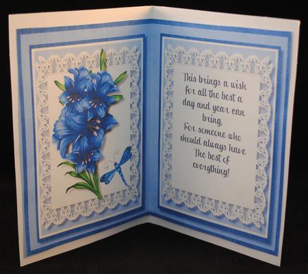 Incert with Verse and Deep Blue Lilly's by Yvonne Middleton