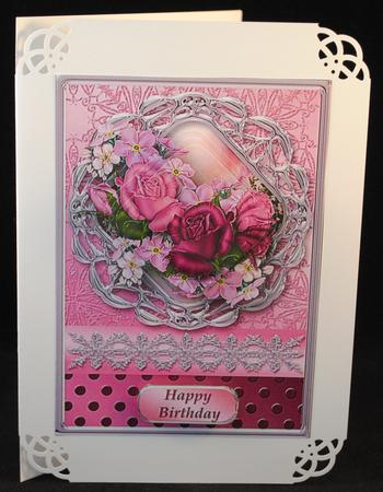 Dusky Roses Framed Pyramid Card Front by Yvonne Middleton