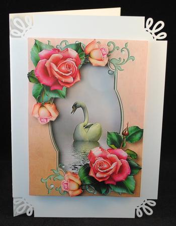 Beautiful Swan with Pink & Peach Roses Mini Kit by Yvonne Middleton
