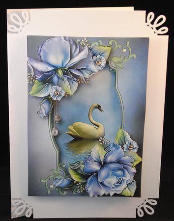 Beautiful Swan with Blue Roses Mini Kit by Yvonne Middleton
