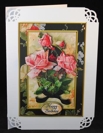 Vintage Roses A5 Card Front by Yvonne Middleton