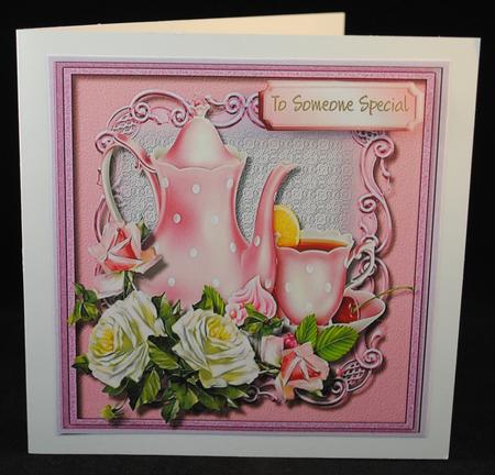 Lovely Pink Tea Set and Roses  by Yvonne Middleton