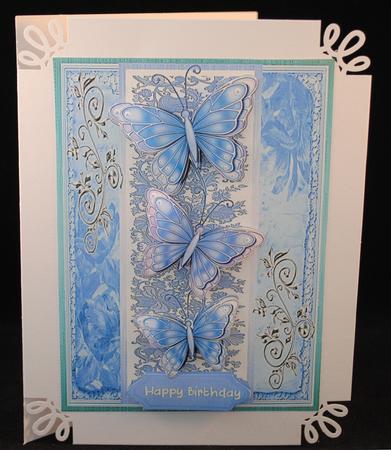 Beautiful Blue Butterfly's on Lace  by Yvonne Middleton