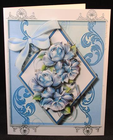 Beautiful Porcelain Roses in a Diamd Mat  by Yvonne Middleton