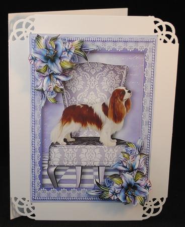 Cavalier King Charles Spaniel & Purple Lilies by Yvonne Middleton